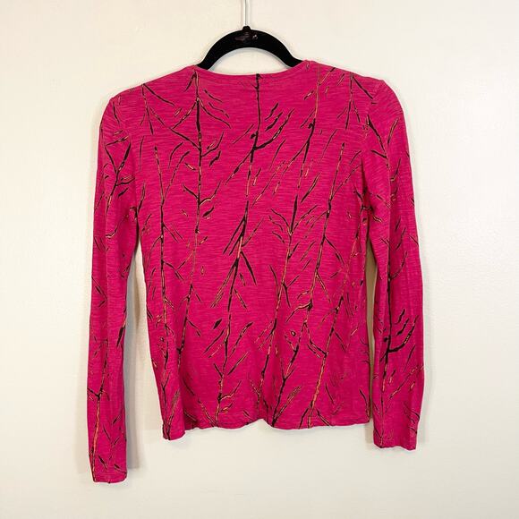 Proenza Schouler Women's Printed Burgundy Crew Neck Long Sleeves Top Size Small - Picture 2 of 10